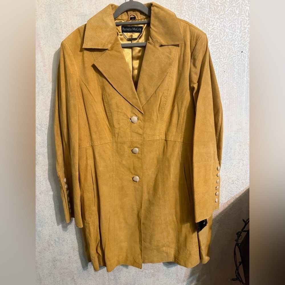 NWT Pamela McCoy Fawn Colored Trench Coat, Fully Lined, Side Pockets, Western,1X